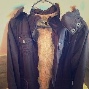“Fur” lined brown coat
